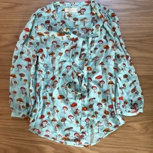 Embellished Mushroom-Print Blouse